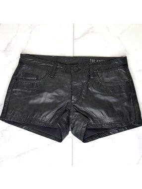 Blank NYC Black Genuine Leather Low Rise Mini Shorts 25 0 XS Indie Sleaze